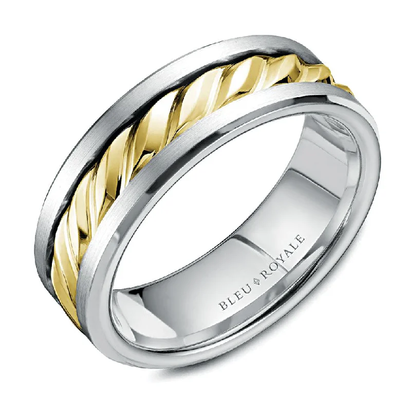 CrownRing 7.5mm Wedding Ring in 14K White/Yellow Gold