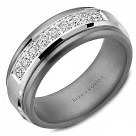 CrownRing Half Anniversary Wedding Ring in 14K White Gold/Tantalum (0.47ctw)