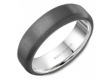 CrownRing Textured 6mm Wedding Ring in 14K White Gold/Tantalum