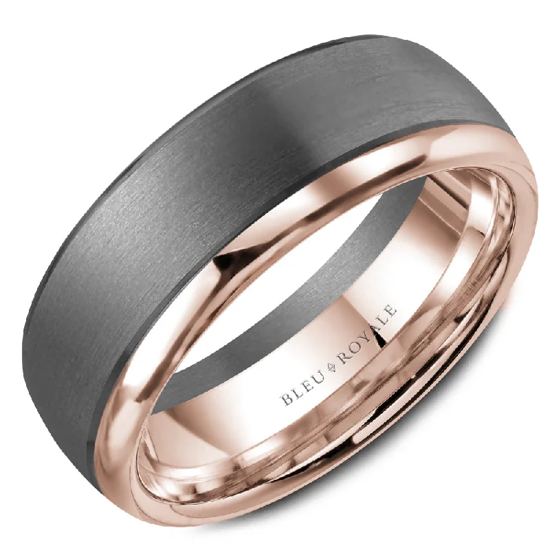 CrownRing Textured 7.5mm Wedding Ring in 14K Rose Gold/Tantalum