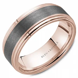 CrownRing Textured 8mm Wedding Ring in 14K Rose Gold/Tantalum