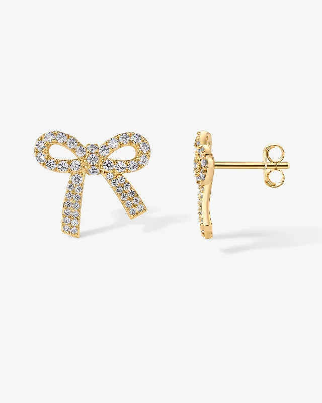 Cubic Zirconia Bow Stud Earrings