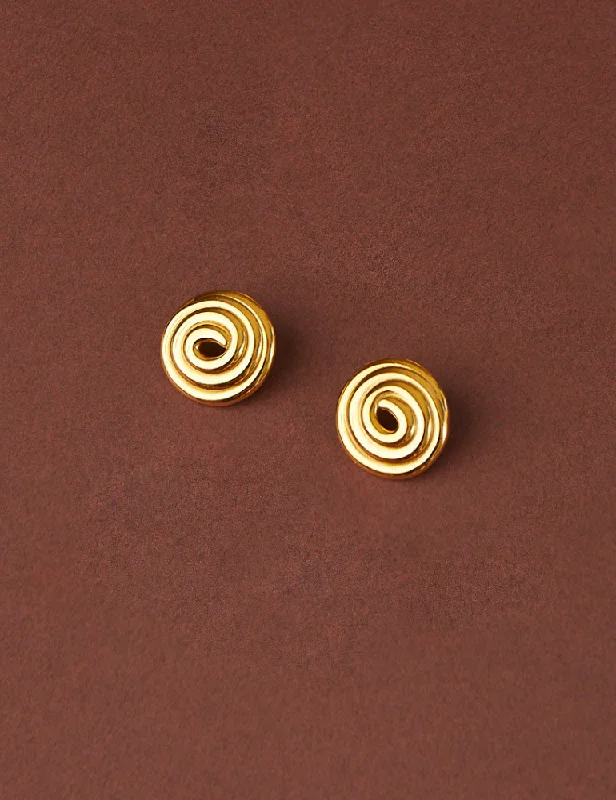 Danish Stud Spiral Earrings - Round Spiral Stud Earrings Gold