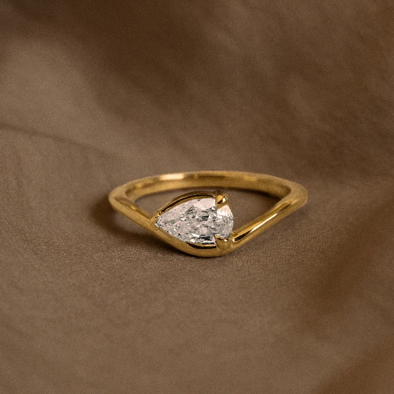 0.63 Carat East-West Pear Diamond Ring