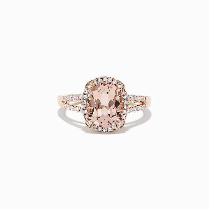 14K Rose Gold Morganite and Diamond Ring, 2.64 TCW