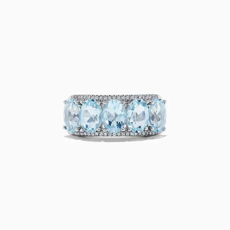 14k White Gold Aquamarine and Diamond ring, 3.90 TCW