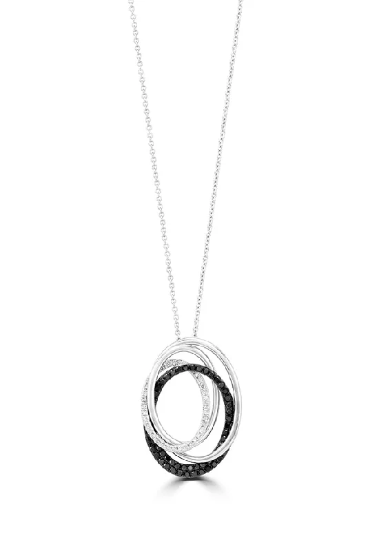 14K White Gold Black and White Diamond Pendant, 0.48 TCW