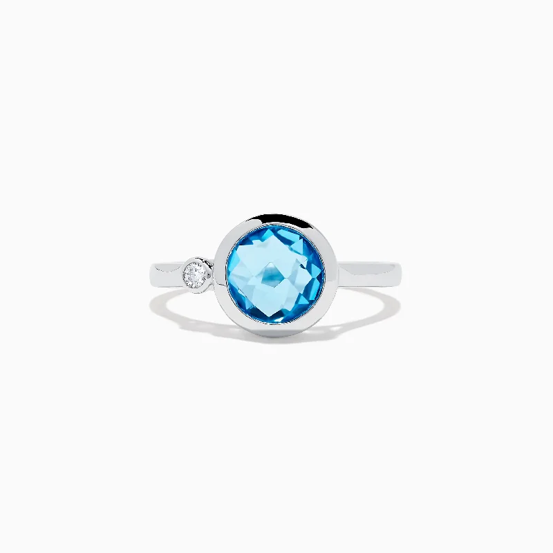 14K White Gold Blue Topaz and Diamond Ring, 2.03 TCW