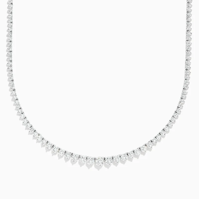 14K White Gold Diamond Tennis Necklace 9.66 TCW