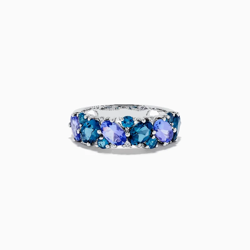 14K White Gold Multi Gemstone and Diamond Ring, 3.55 TCW