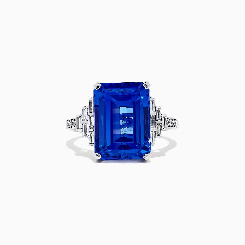 14K White Gold Tanzanite and Diamond Cocktail Ring, 7.83 TCW