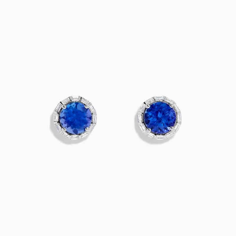 Nahla Siri 14K White Gold Tanzanite and Diamond Stud Earrings