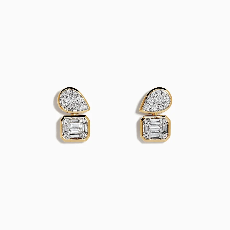 D'oro 14K Yellow Gold Toi Et Moi Diamond Stud Earrings 0.52 TCW