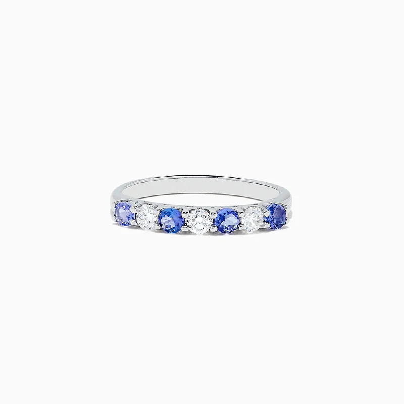 18k White Gold Tanzanite and Diamond ring, 0.30 TCW