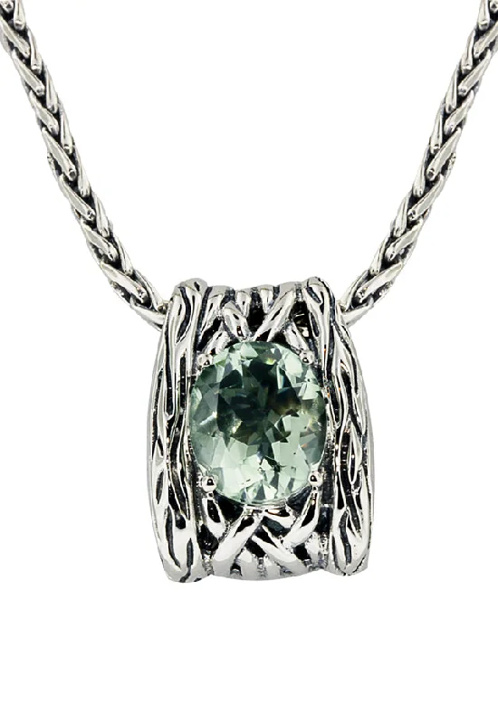 925 Lagoon Green Amethyst Pendant, 4.09 TCW