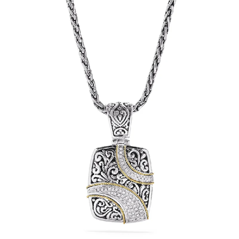 925 Sterling Silver and 18K Gold Accented Diamond Pendant, 0.28 TCW