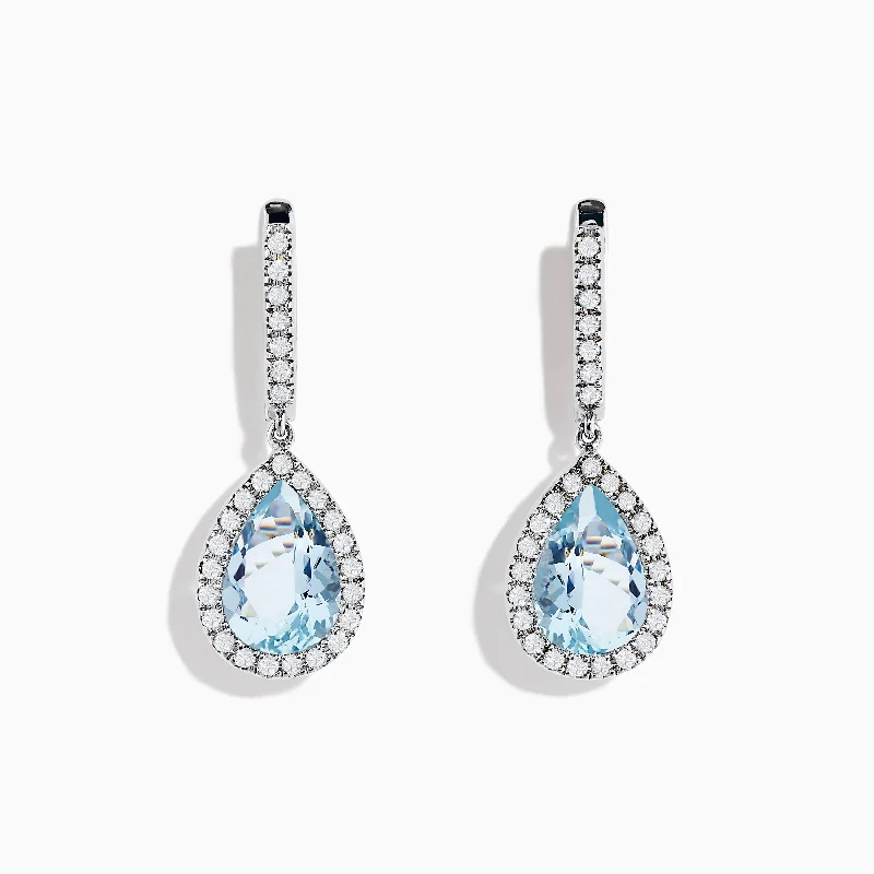 Aquarius 14K White Gold Aquamarine and Diamond Drop Earrings