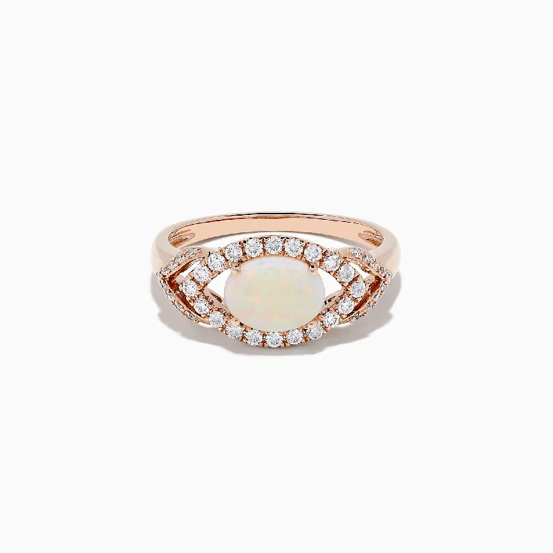 Aurora 14K Rose Gold Opal and Diamond Evil Eye Ring, 0.96 TCW