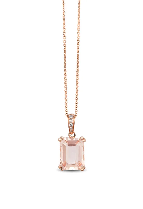 Blush 14K Rose Gold Morganite and Diamond Pendant, 2.58 TCW