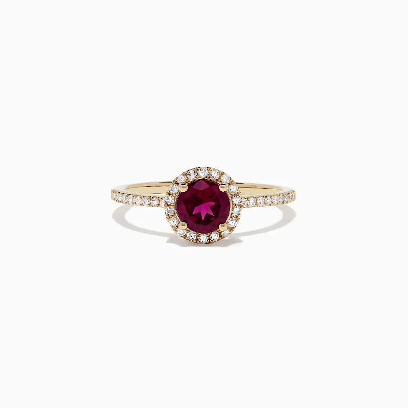 Bordeaux 14K Gold Rhodolite Garnet and Diamond Ring, 1.12 TCW