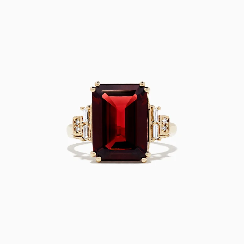 Bordeaux 14K Yellow Gold Rhodolite Garnet and Diamond Ring, 8.50 TCW