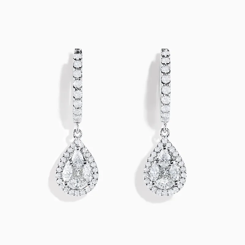 Bouquet 14K White Gold Diamond Teardrop Drop Earrings