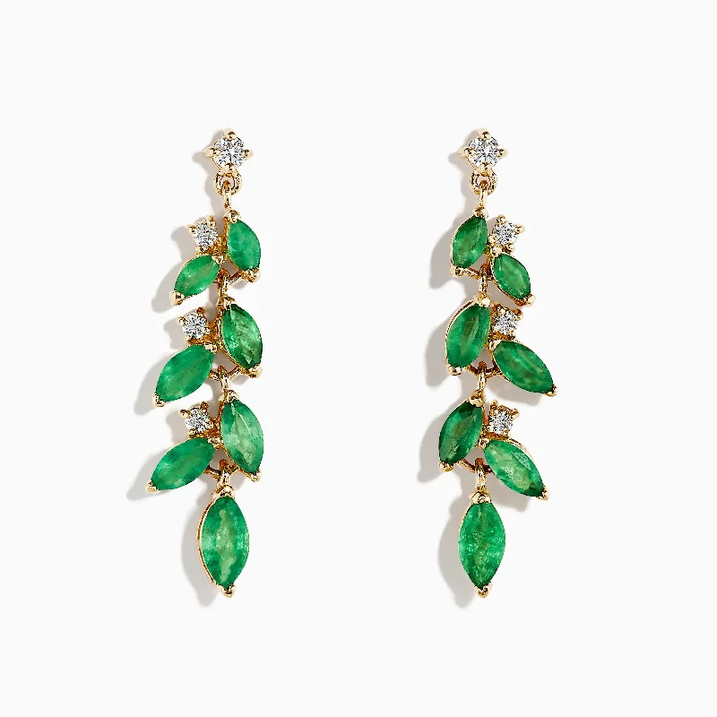 Brasilica 14K Yellow Gold Emerald and Diamond Drop Earrings