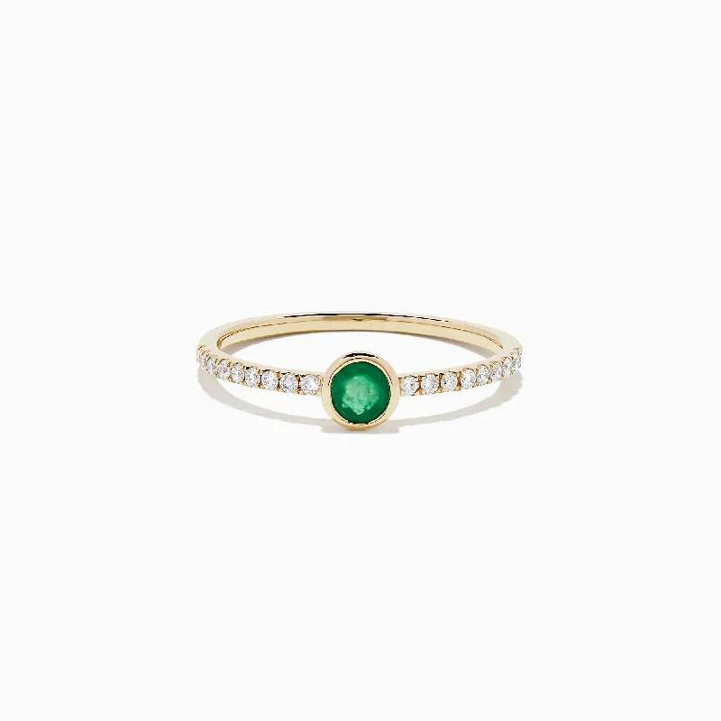 Brasilica 14K Yellow Gold Emerald and Diamond Ring, 0.37 TCW