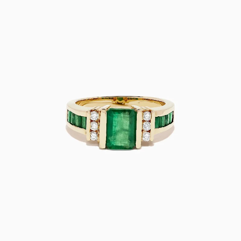 Brasilica 14K Yellow Gold Emerald and Diamond Ring, 2.26 TCW