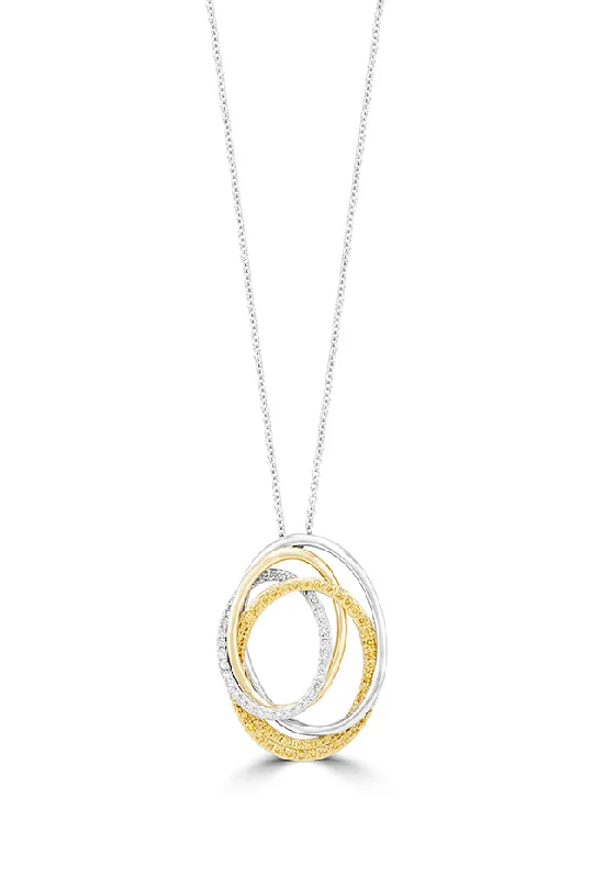 Canare 14K 2-Tone Gold Yellow and White Diamond Crossover Pendant, 0.45 TCW