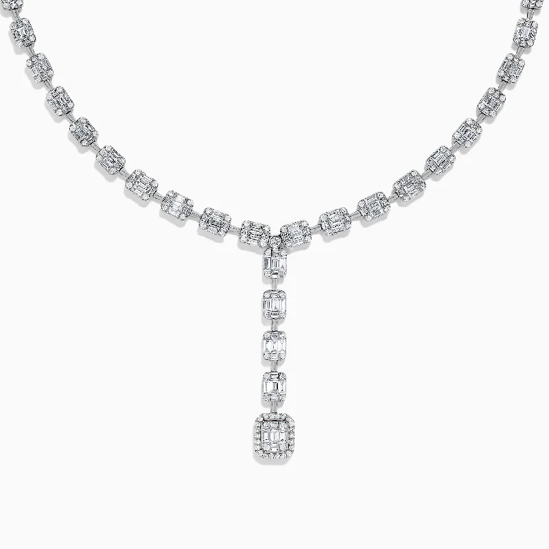 Classique 18K White Gold Diamond Lariat Necklace, 3.74 TCW