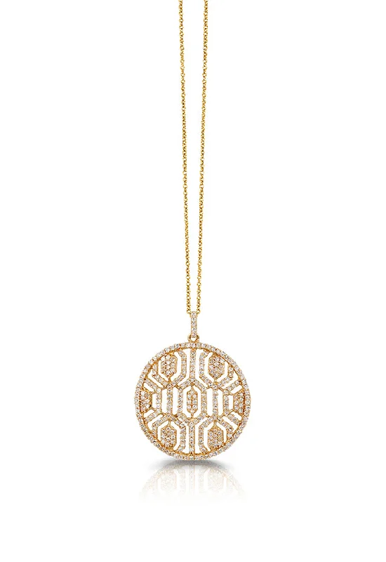 D'Oro 14K Yellow Gold Diamond Maze Pendant, 1.00 TCW