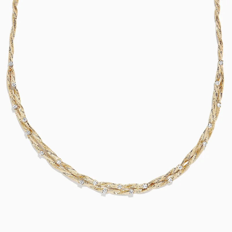 D'Oro 14K Yellow Gold Diamond Necklace, 1.21 TCW