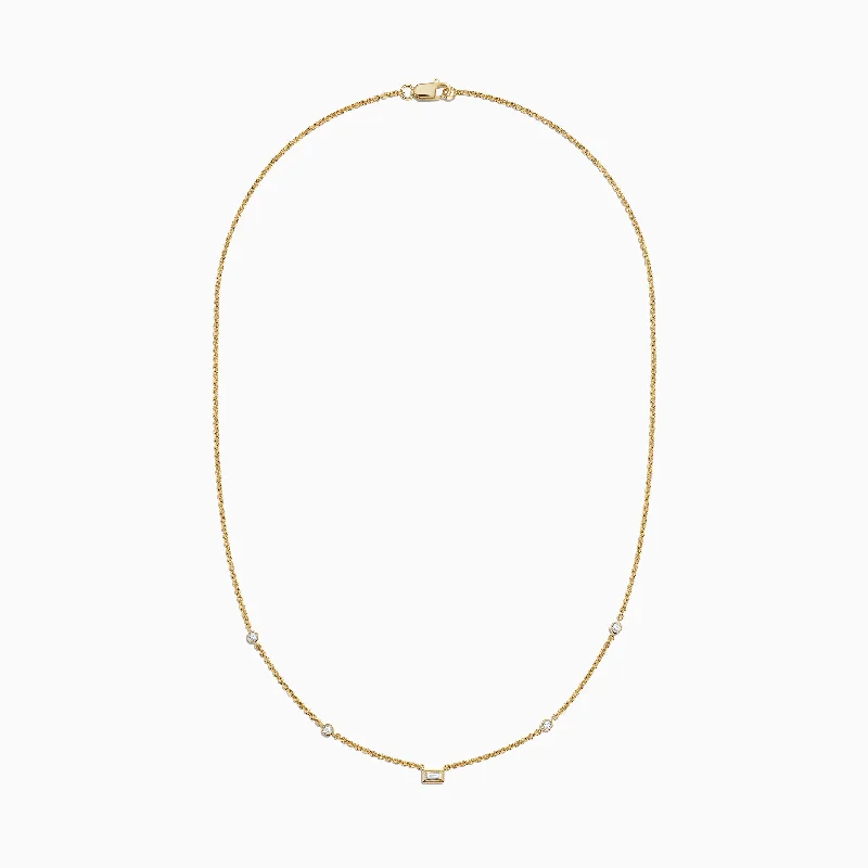 D'Oro 14K Yellow Gold Diamond Station Necklace, 0.23 TCW