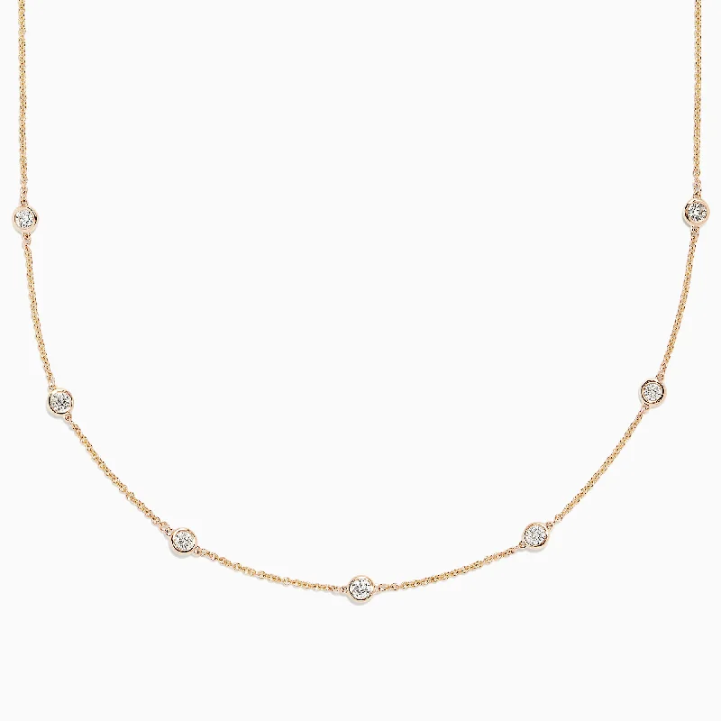 D'Oro 14K Yellow Gold Diamond Station Necklace, 0.69 TCW