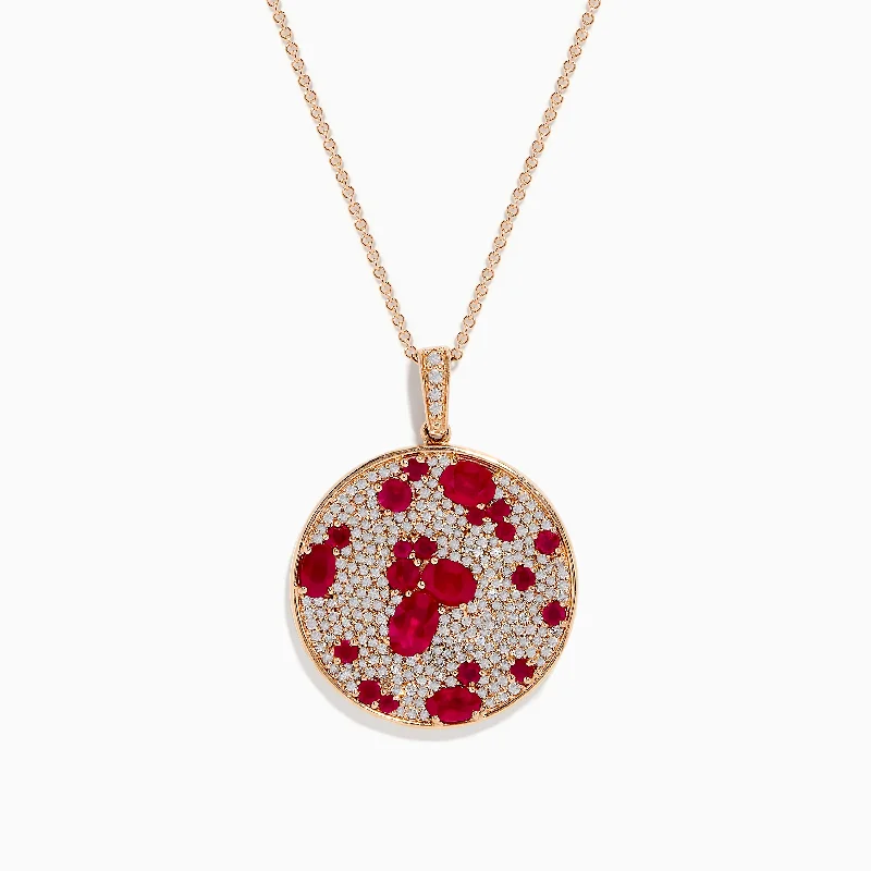 Ruby Royal 14K Rose Gold Ruby and Diamond Statement Pendant, 4.19 TCW