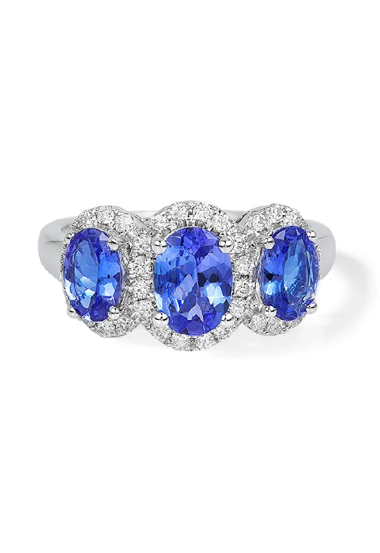 14K White Gold Tanzanite and Diamond Ring, 2.35 TCW