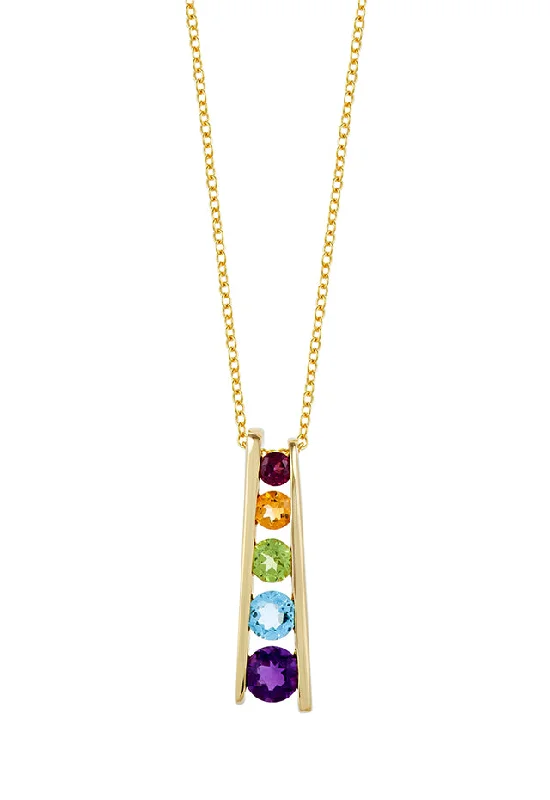 Mosaic 14K Yellow Gold Multi Gemstone Pendant, 1.40 TCW