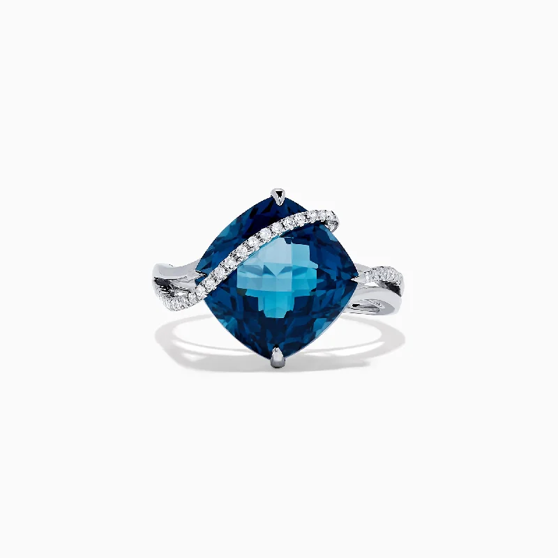 Ocean Bleu 14K White Gold London Blue Topaz & Diamond Ring