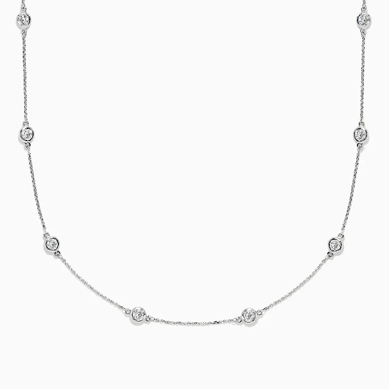 Pave Classica 14K White Gold Diamond Station Necklace, 1.50 TCW