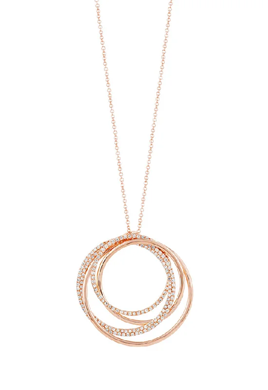 Pave Rose 14K Rose Gold Diamond Circles Pendant, 0.70 TCW