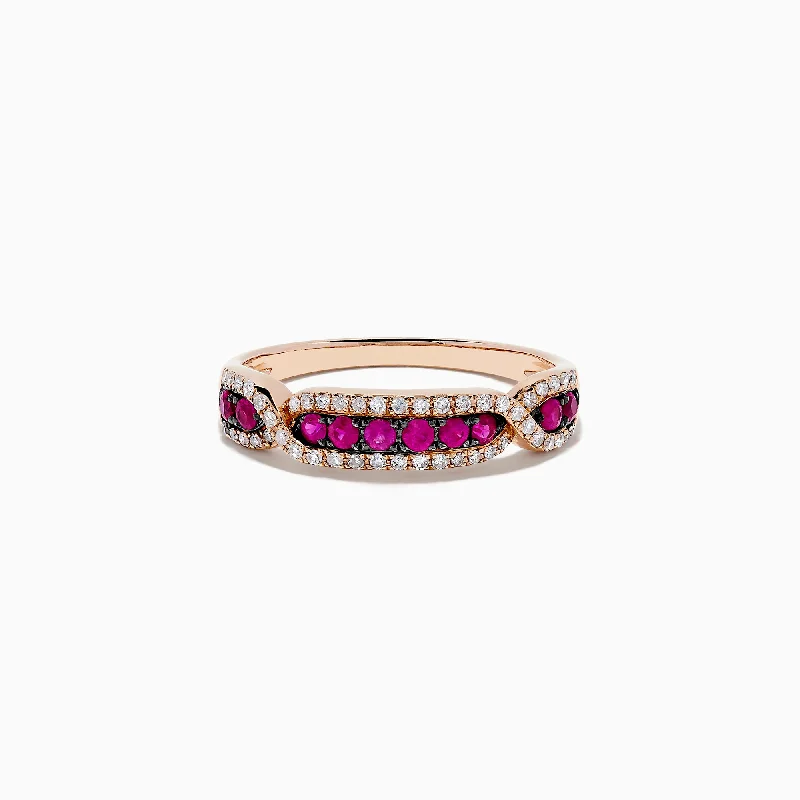 Ruby Royale 14K Rose Gold Pave Ruby and Diamond Band, 0.44 TCW