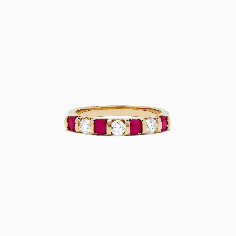 Ruby Royale 14K Yellow Gold Ruby and Diamond Band, 0.82 TCW