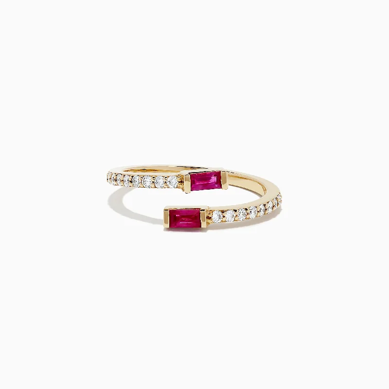 Ruby Royale 14K Yellow Gold Ruby and Diamond Bypass Ring, 0.52 TCW