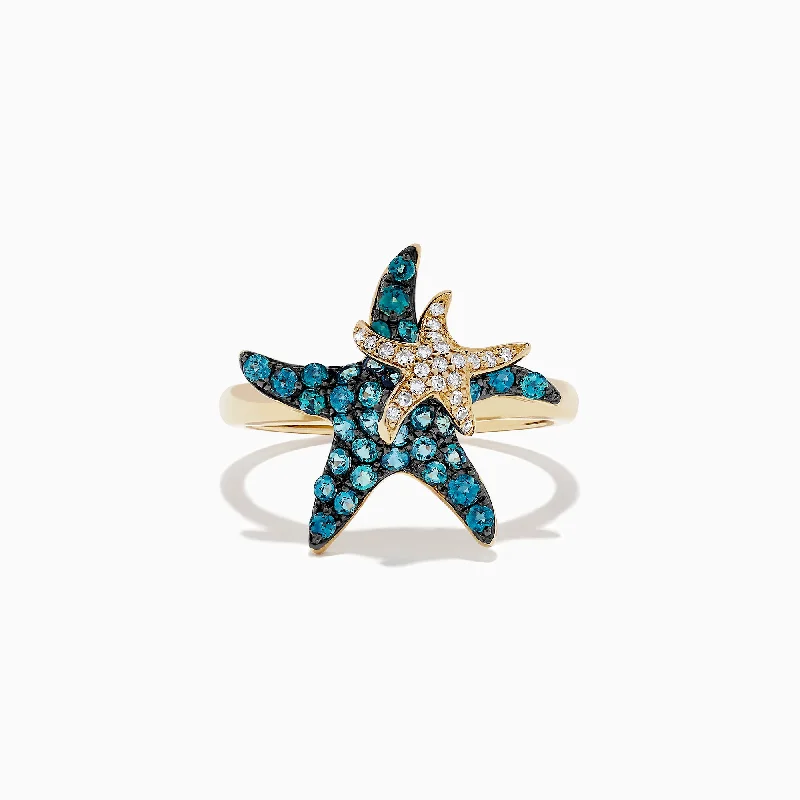 Seaside 14K Gold Alexandrite and Diamond Starfish Ring, 0.95 TCW