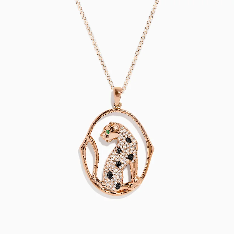 Signature 14K Rose Gold Diamond and Emerald Pendant, 0.44 TCW