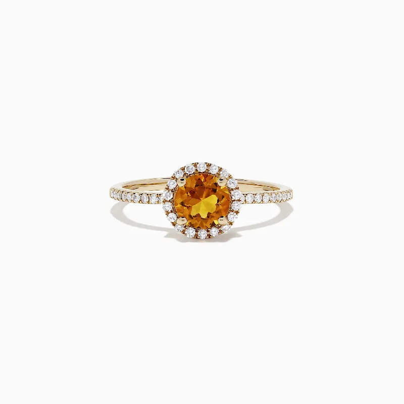 Sunset 14K Yellow Gold Citrine and Diamond Ring, 1.12 TCW