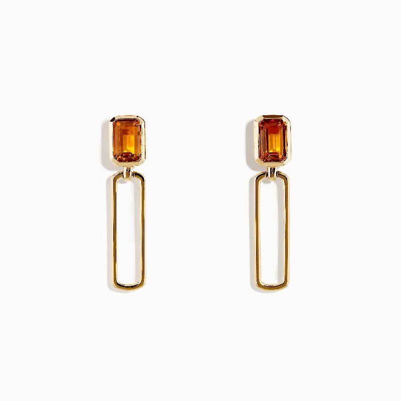 Sunset 14K Yellow Gold Citrine Drop Earrings