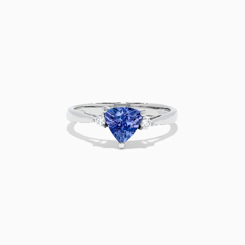 Nahla Siri 14K White Gold Trillion Tanzanite and Diamond Ring, 1.07 TCW