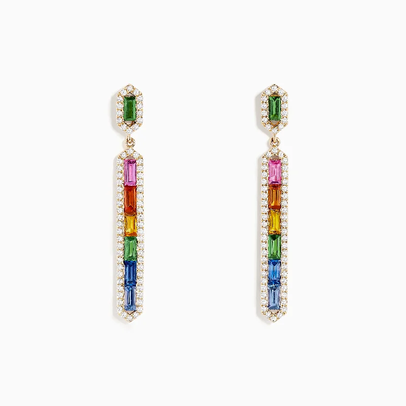 Watercolors 14K Yellow Gold Multi Sapphire Drop Earrings